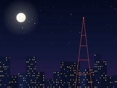 City lights from the night ferry