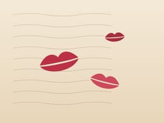 A lyric sheet with a kiss for luck